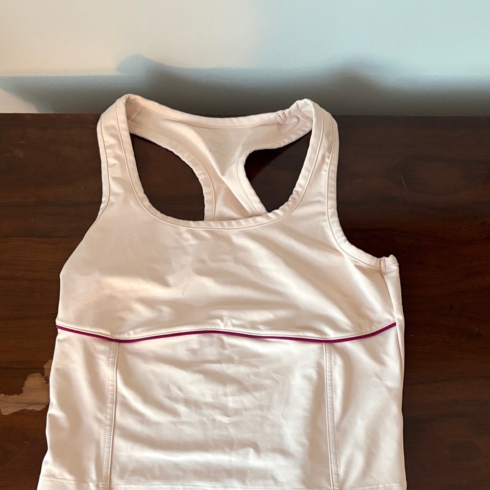 Women's Cream Tank Top with Pink Trim